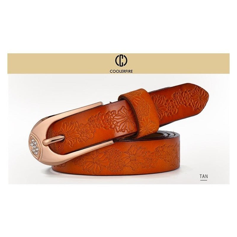 Cinturón Mujer Cuero Genuino Coolerfire Mod. Flower