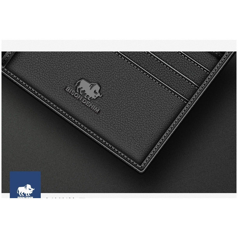 Billetera Cuero Genuino Lujo Bisom Denim