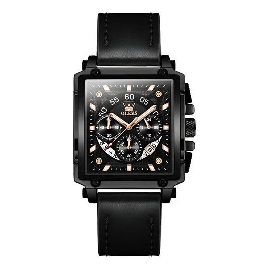 Reloj De Lujo Hombre Olevs Cuarzo Correa De Cuero Mod. Box