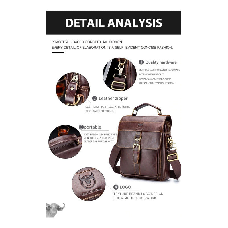 Bolso/bandolera Hombre Cuero Genuino Bull Captain Mod. Land