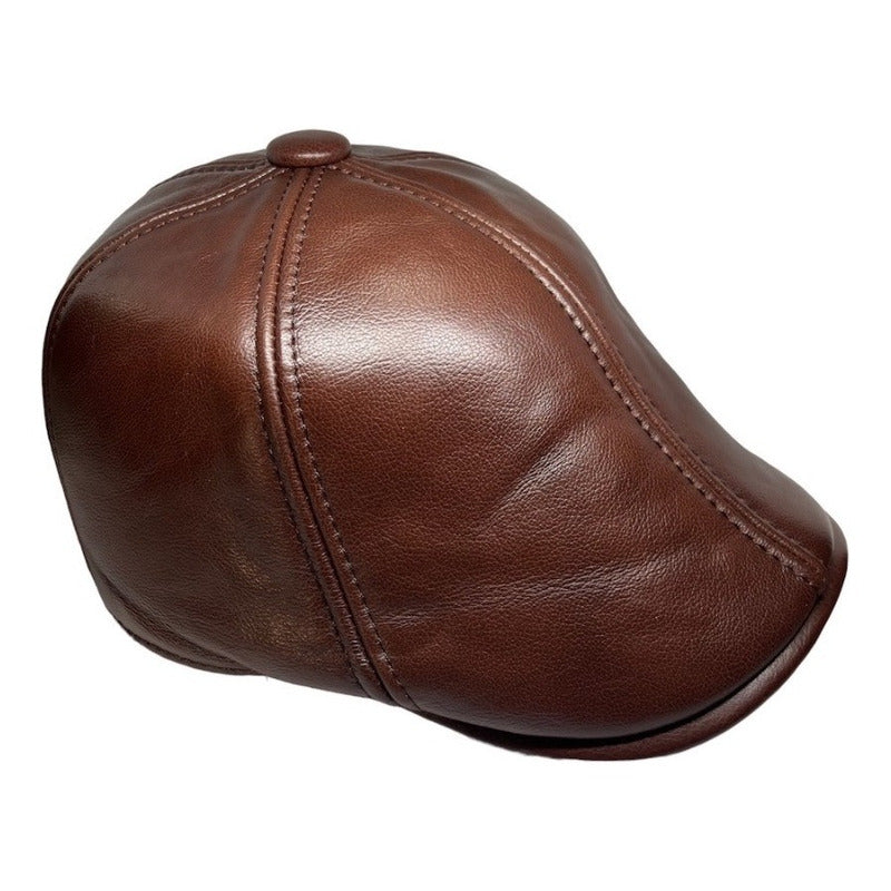 Boina De Cuero Genuino Gorro Lujo Luxher Mod. Paris