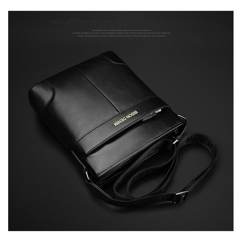 Bolso Bandolera Cuero Genuino Lujo Bison Denim Mod Corner