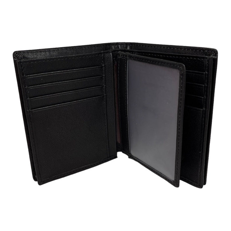 Billetera Cuero Genuino Bull Captain Protec Rfid Mod Spare Color Negro