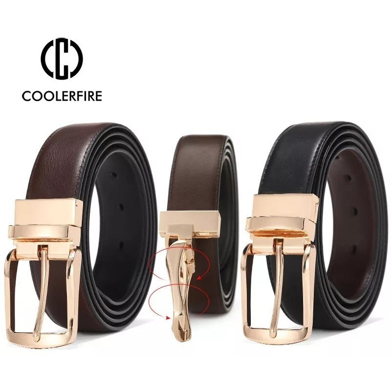 Cinturón Reversible Cuero Genuino Coolerfire Hebilla Trad.