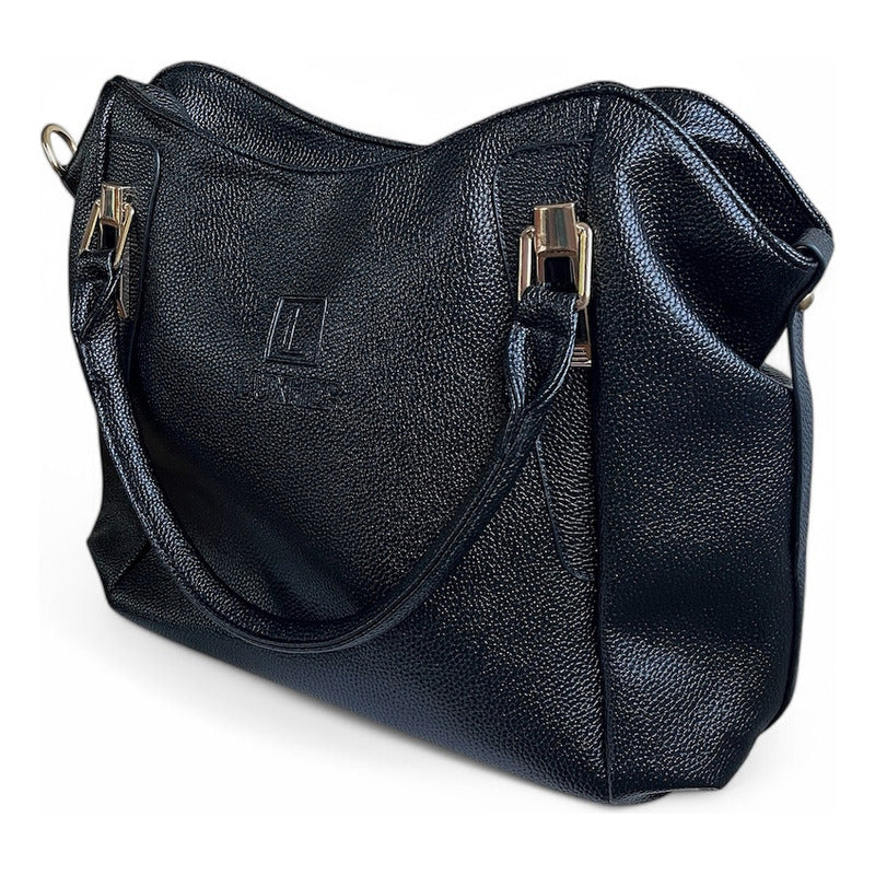 Cartera Luxher Elegante Moda Lujo Eco Cuero Mod. Osaka Color Negro