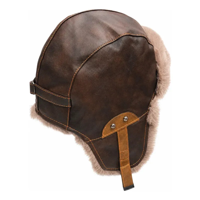 Gorro Ruso Luxher Eco Cuero Térmico Invierno Glacial Marrón Talla Unica (58-60 Cm) Lisa