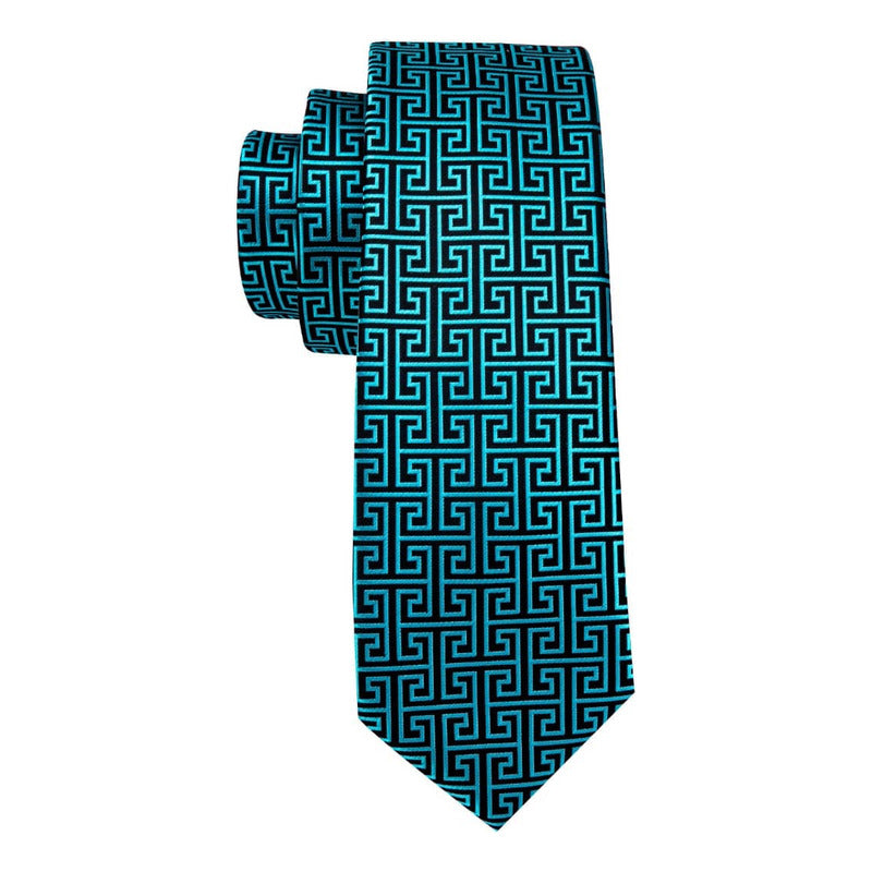 Set Corbata, Pañuelo Y Colleras Seda Lujo Hi-tie Mod Cubico