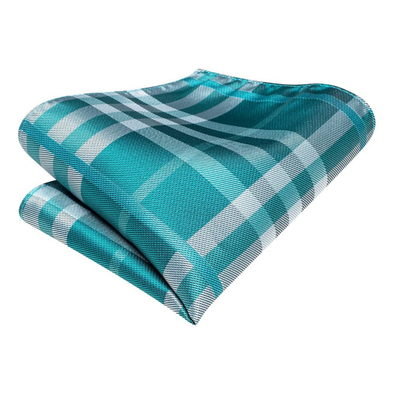 Set Corbata, Pañuelo Y Colleras Seda Lujo Hi-tie Mod Cuadros