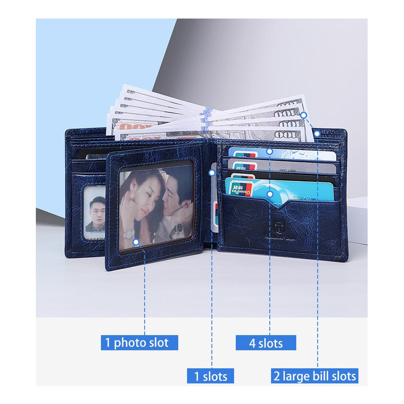 Billetera Cuero Genuino Bull Captain Protec Rfid Mod Taurus