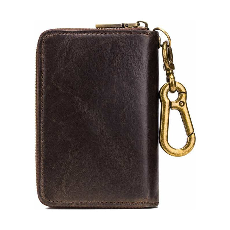 Llavero Billetera Cuero Protec Rfid Bull Captain Mod Grand Color Marrón Oscuro Liso