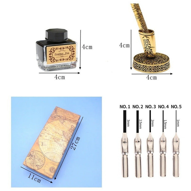 Set Pluma De Inmersión Elegante Diseño Medieval Mod. Luxury