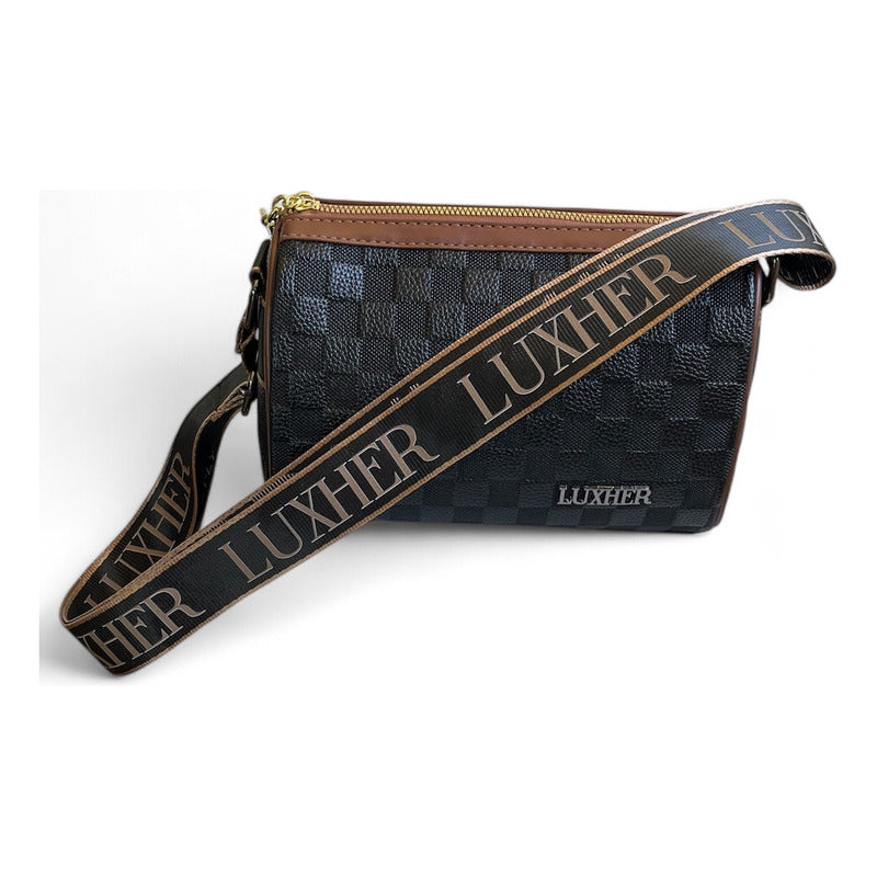Cartera Luxher Moda Elegancia Eco Cuero Mod. Milán Color Negro