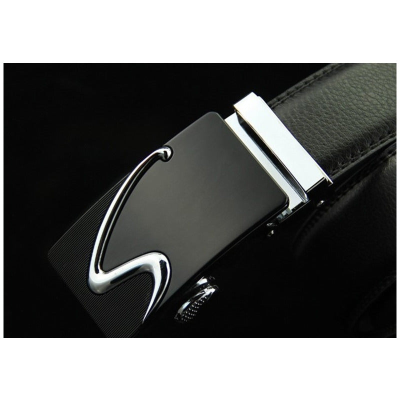 Cinturón Cuero Hebilla Automática Ajustable Lfmb Mod. Set