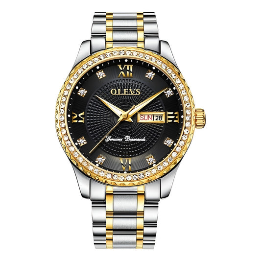 Reloj De Lujo Hombre Olevs Cuarzo Correa Acero Mod. Stones