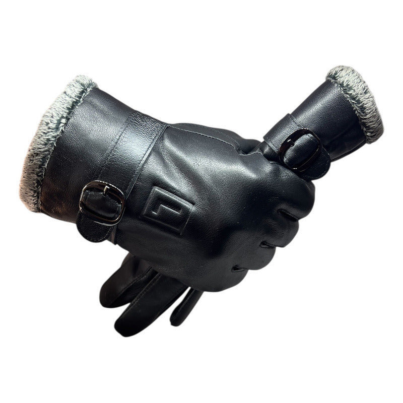 Guantes Invierno Luxher Hombre Cuero De Oveja Mod Obsidian Color Negro