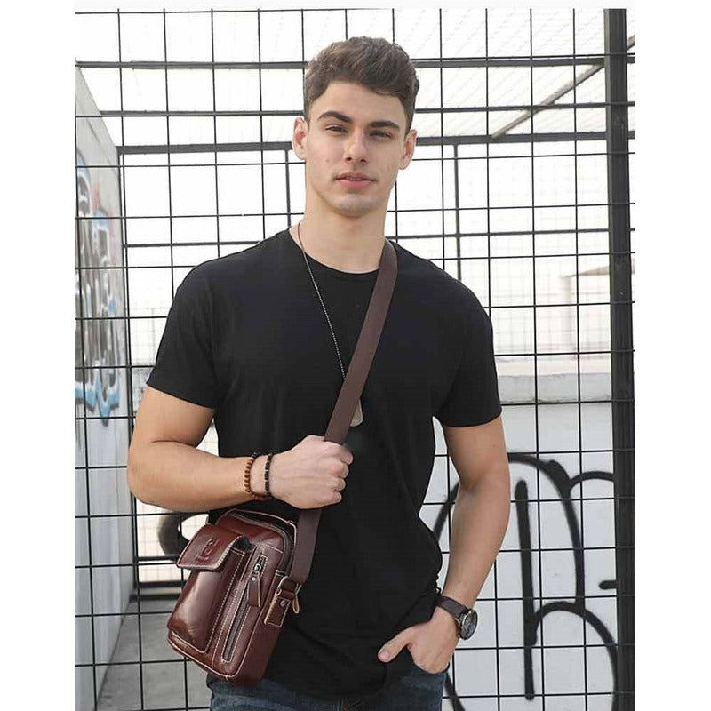 Bolso/bandolera Hombre Cuero Genuino Bull Captain Mod Cierre