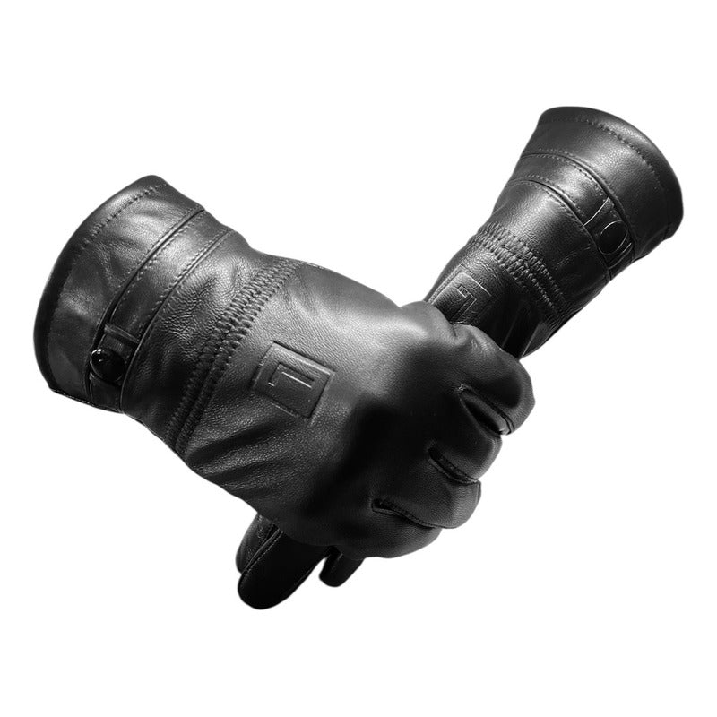 Guantes Invierno Luxher De Hombre Cuero De Oveja Mod Onix Color Negro