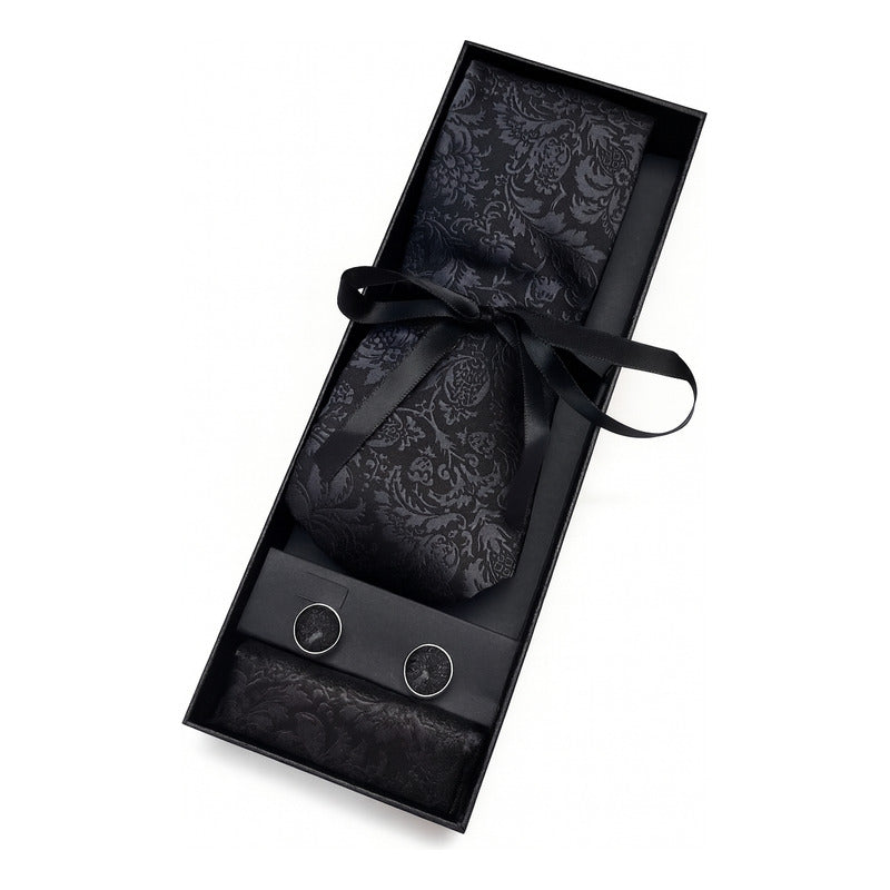 Set Corbata, Pañuelo Y Colleras Seda Lujo Luxher Mod Floral