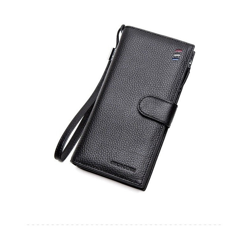 Chequera Gruesa De Cuero Genuino Lujo Bison Denim Mod. Gross