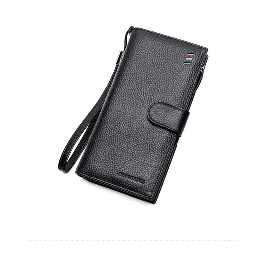 Chequera Gruesa De Cuero Genuino Lujo Bison Denim Mod. Gross