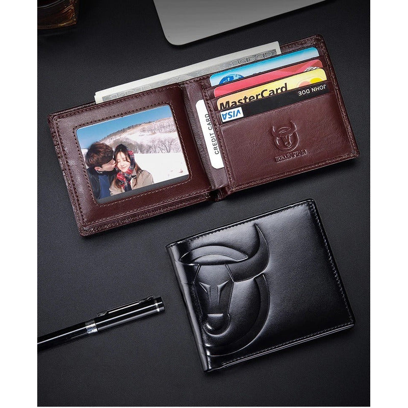 Billetera Hombre Cuero Genuino Lujo Bull Captain Mod. Animal