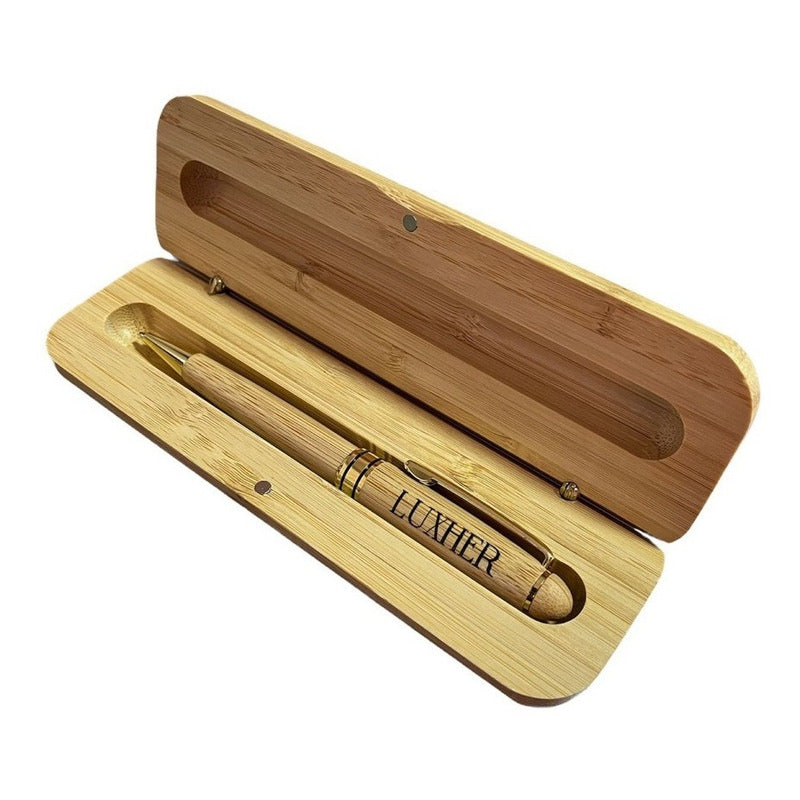 Set Lápiz Bolígrafo Punta Bola Estuche De Bambú Mod. Shield
