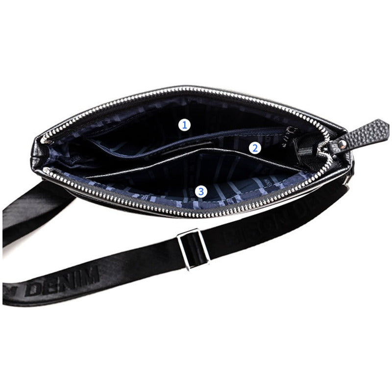 Bolso Bandolera Cuero Genuino Lujo Bison Denim Mod Mates