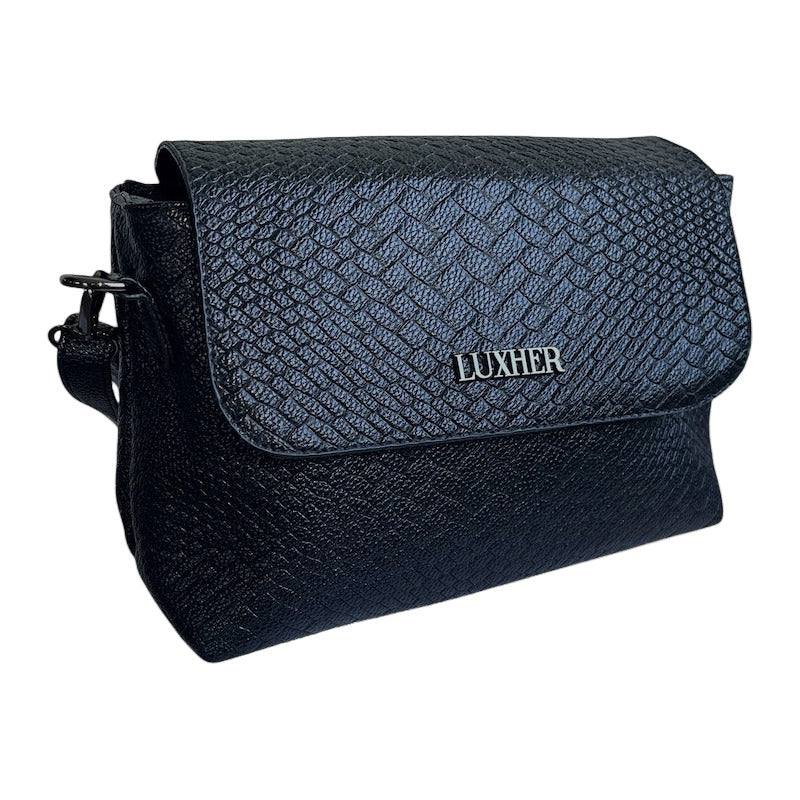 Cartera Bandolera Luxher Moda Elegante Eco Cuero Mod. Praga Color Negro