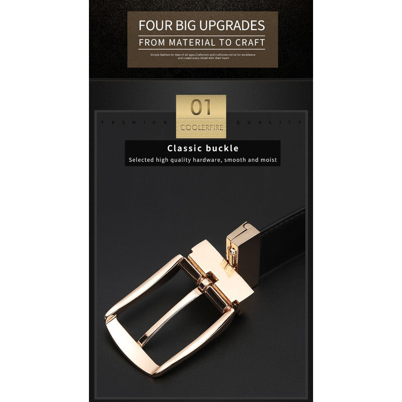 Cinturón Reversible Cuero Genuino Coolerfire Hebilla Trad.