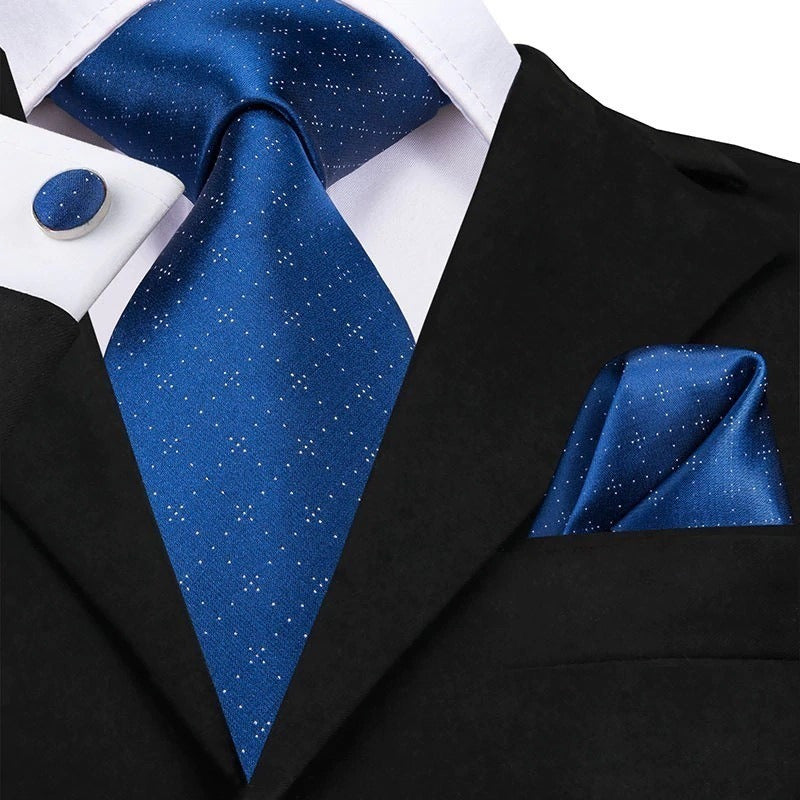 Set Corbata, Pañuelo Y Colleras De Seda Lujo Hi-tie Colores
