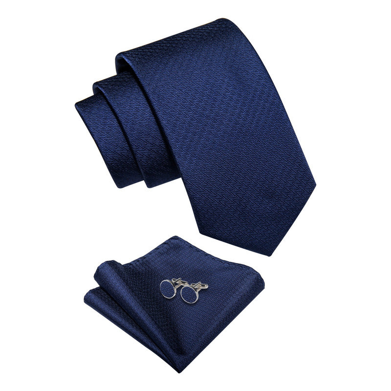 Set Corbata, Pañuelo Y Colleras Seda Luxher Mod Elegance