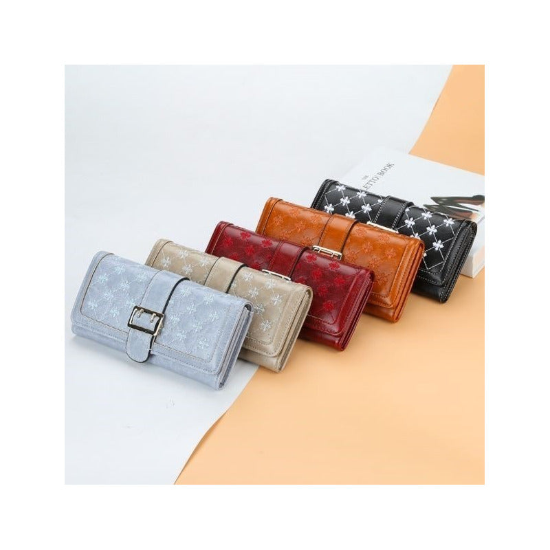 Billetera Larga Mujer Cuero Pu Baellerry Mod. Cruz