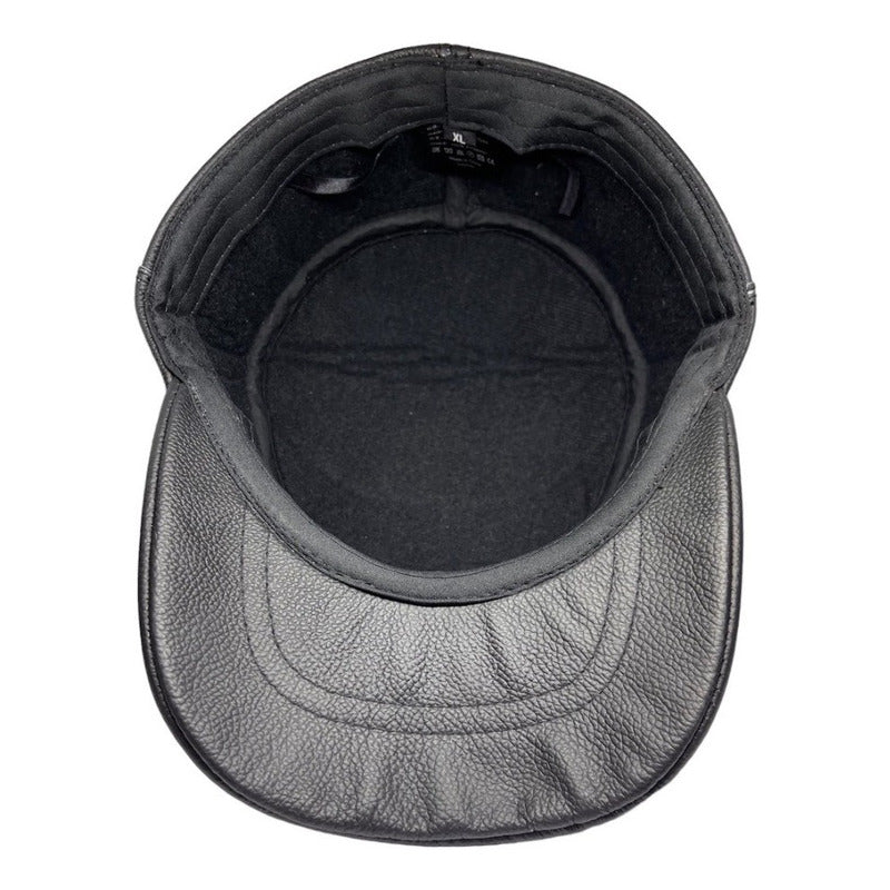 Gorro Unisex Jockey De Cuero Genuino Lujo Luxher Mod. Berlín Color Negro Talla 59-60 Cm