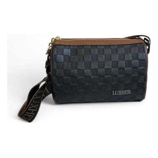 Cartera Luxher Moda Elegancia Eco Cuero Mod. Milán Color Negro