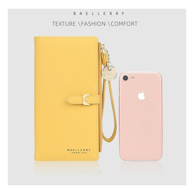 Billetera Larga Mujer De Cuero Pu Baellerry Mod. Buckle