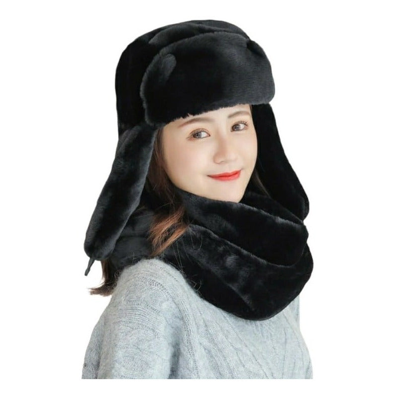 Set Gorro Más Bufanda Algodón De Mujer Cálido Invierno
