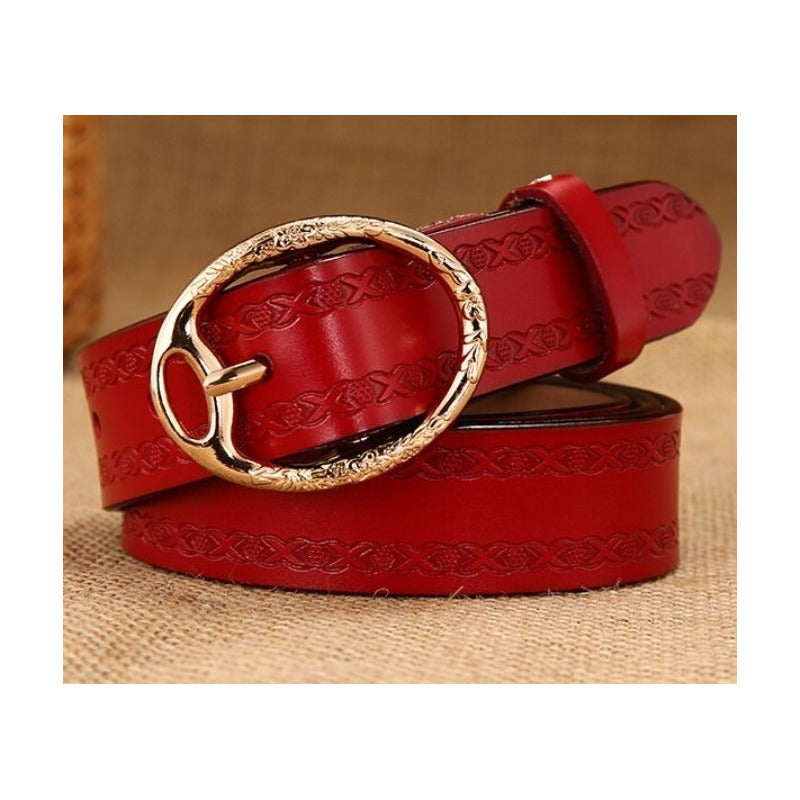 Cinturón Tradicional Mujer Cuero Genuino Lfmb Mod Óvalo