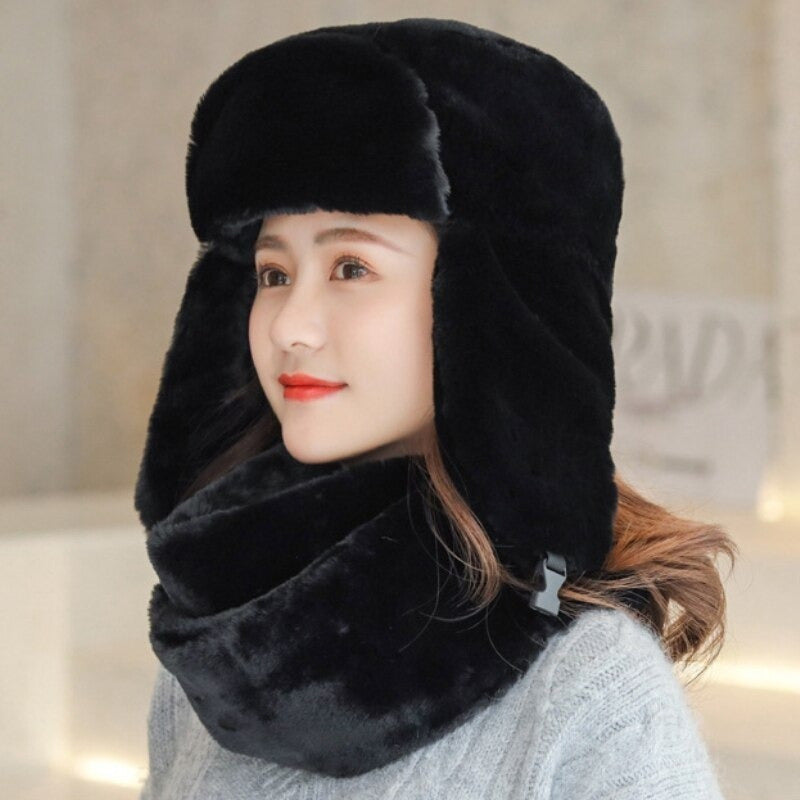 Set Gorro Más Bufanda Algodón De Mujer Cálido Invierno