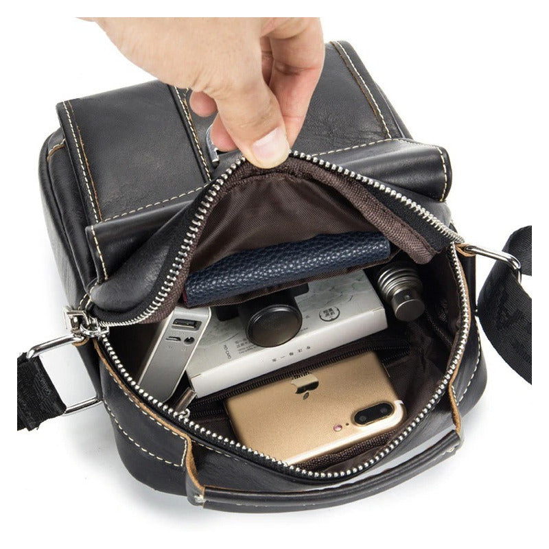 Bolso/bandolera De Hombre Cuero Genuino Bull Captain Color Negro