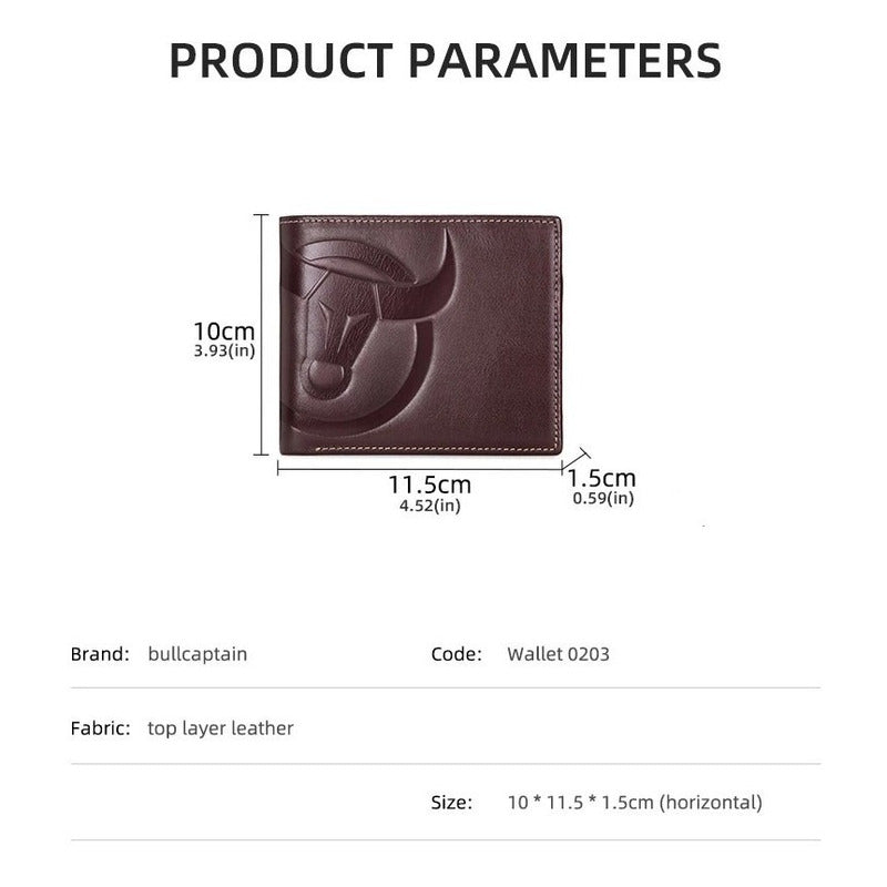 Billetera Hombre Cuero Genuino Lujo Bull Captain Mod. Animal