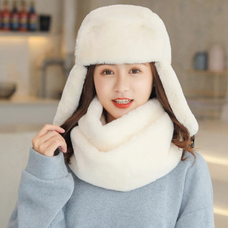 Set Gorro Más Bufanda Algodón De Mujer Cálido Invierno