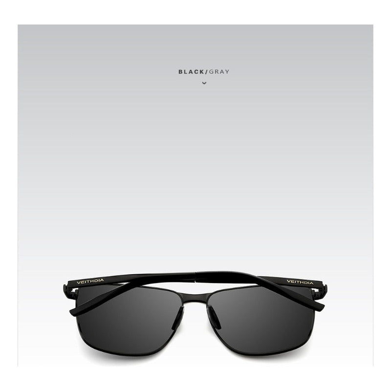 Lentes De Sol Polarizados Veithdia Protec Uv400 Mod Aviador Lente Negro Varilla Negro Armazón Negro