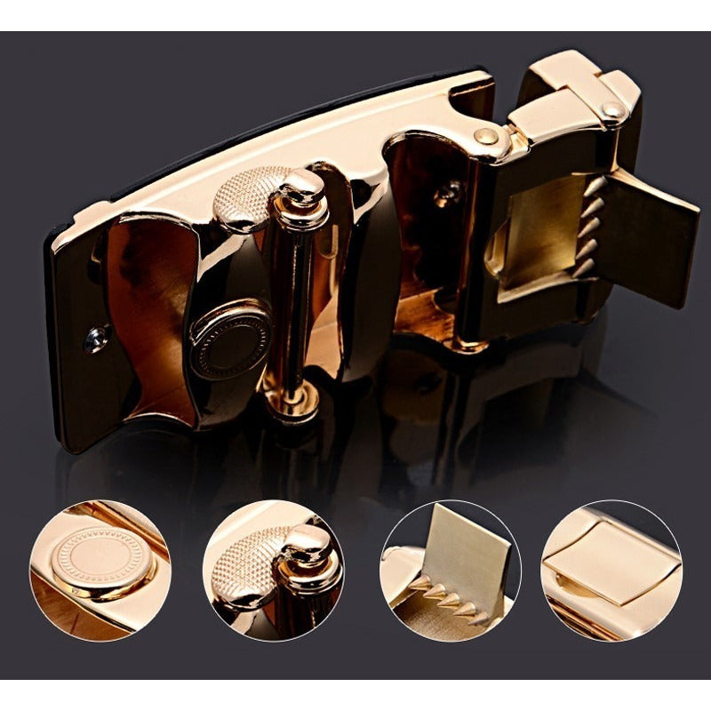 Cinturón Cuero Hebilla Automática Ajustable Mod. Plano Lfmb