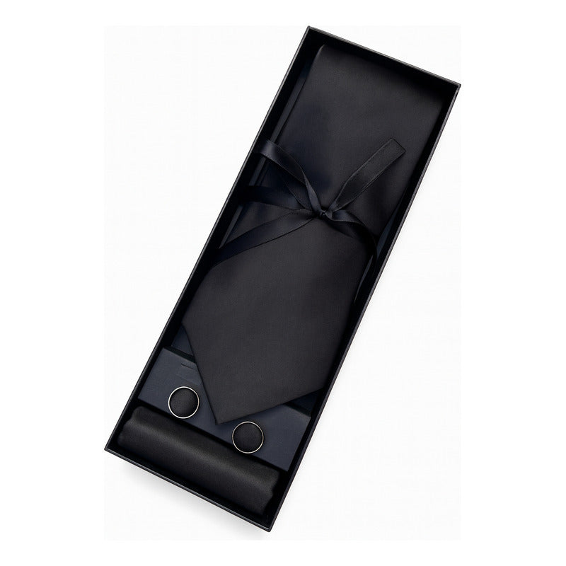 Set Corbata, Pañuelo Y Colleras Seda Luxher Mod Elegance