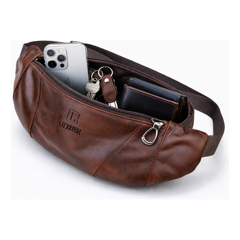 Banano Riñonera De Cuero Genuino Premium Luxher Mod. Cedro