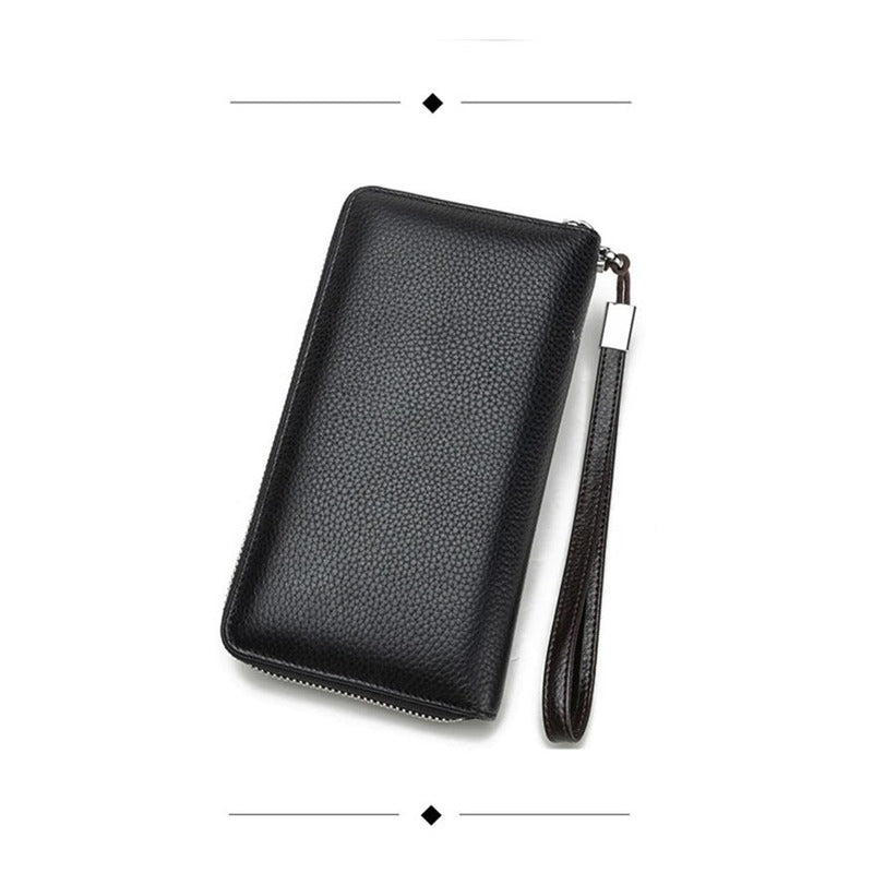 Chequera Gruesa Cuero Genuino Lujo Bison Denim Mod. Acordeon