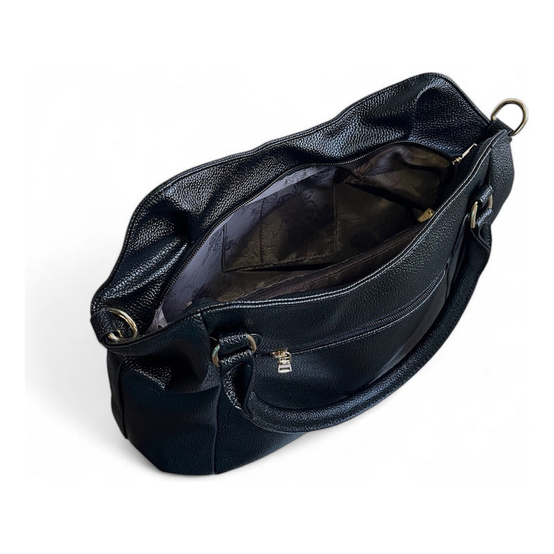 Cartera Luxher Elegante Moda Lujo Eco Cuero Mod. Osaka Color Negro