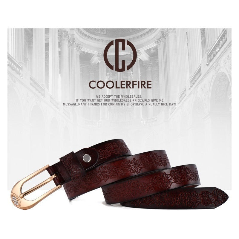 Cinturón Mujer Cuero Genuino Coolerfire Mod. Flower