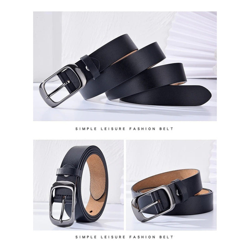 Cinturón Tradicional Mujer Cuero Genuino Lfmb Mod Liso