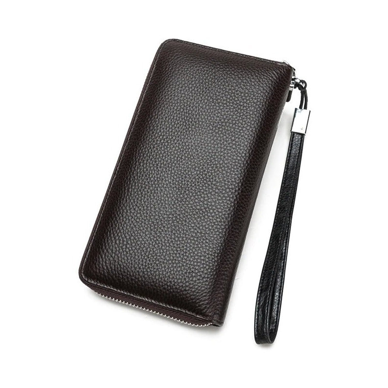 Chequera Gruesa Cuero Genuino Lujo Bison Denim Mod. Acordeon